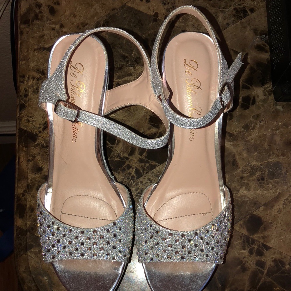 Silver sparkle heels